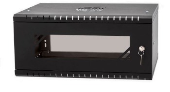 Szafa rack 19"4U, 350MM, Szkło-Czarna