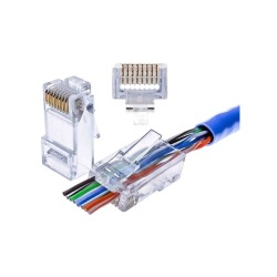 Wtyk RJ45 kategorii 5E UTP przelotowy (opakowanie 100 szt)