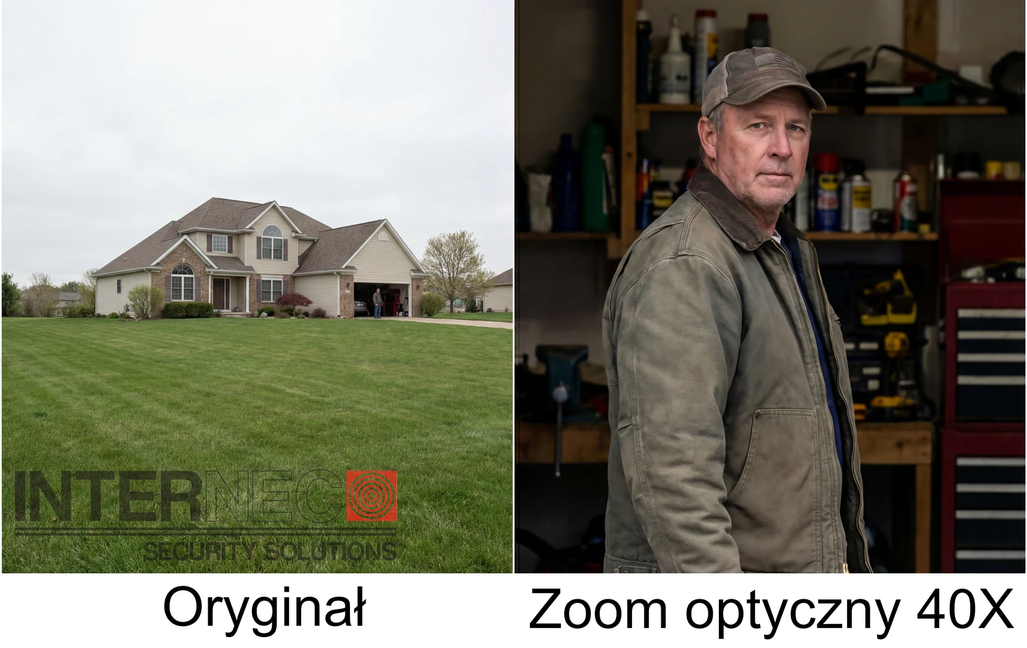 Porównanie: zoom cyfrowy kontra  40-krotny zoom optyczny kamery monitoringu