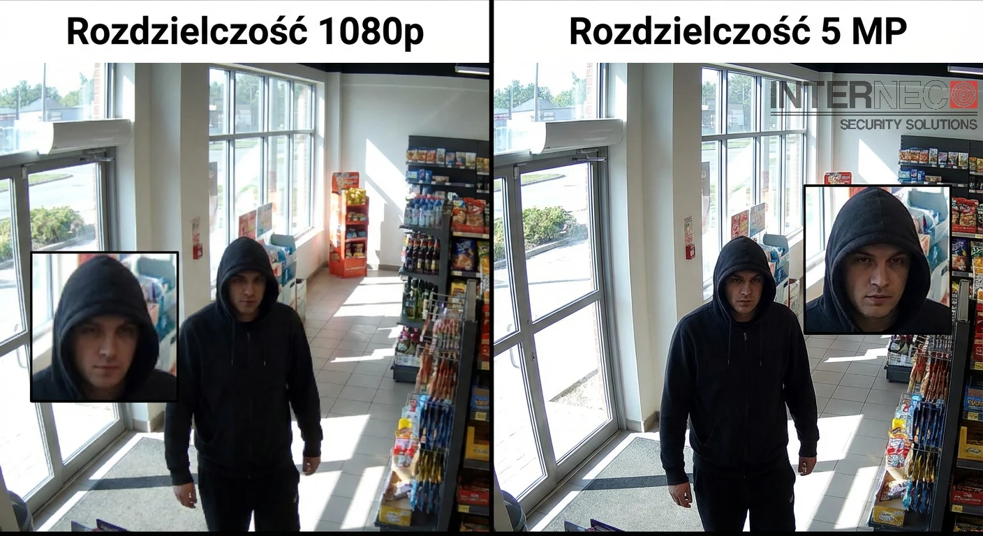 Zestawienie obrazu ze zwykłej kamery i kamery 5 MP ukazujące różnicę w widoczności szczegółów