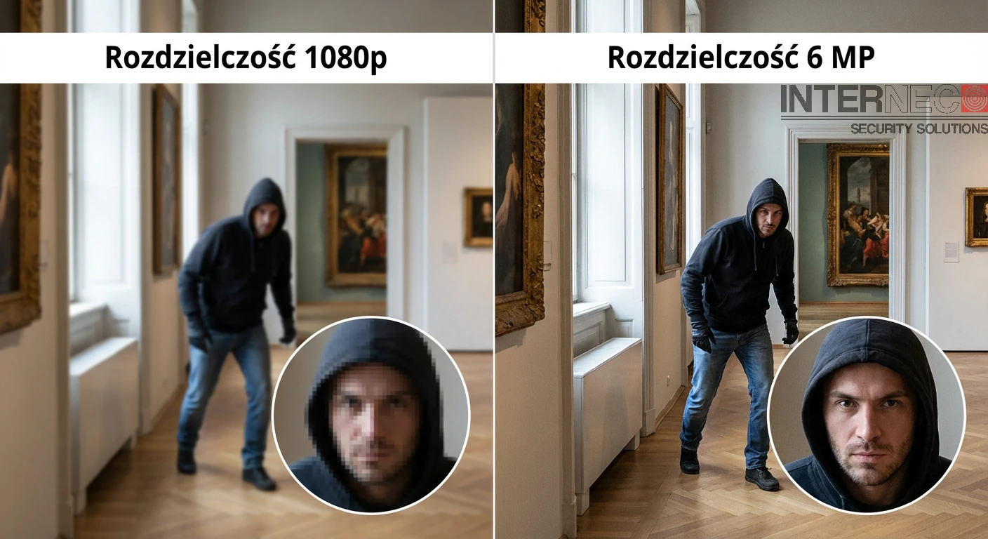 Zestawienie obrazu ze zwykłej kamery i kamery 6 MP ukazujące różnicę w widoczności szczegółów