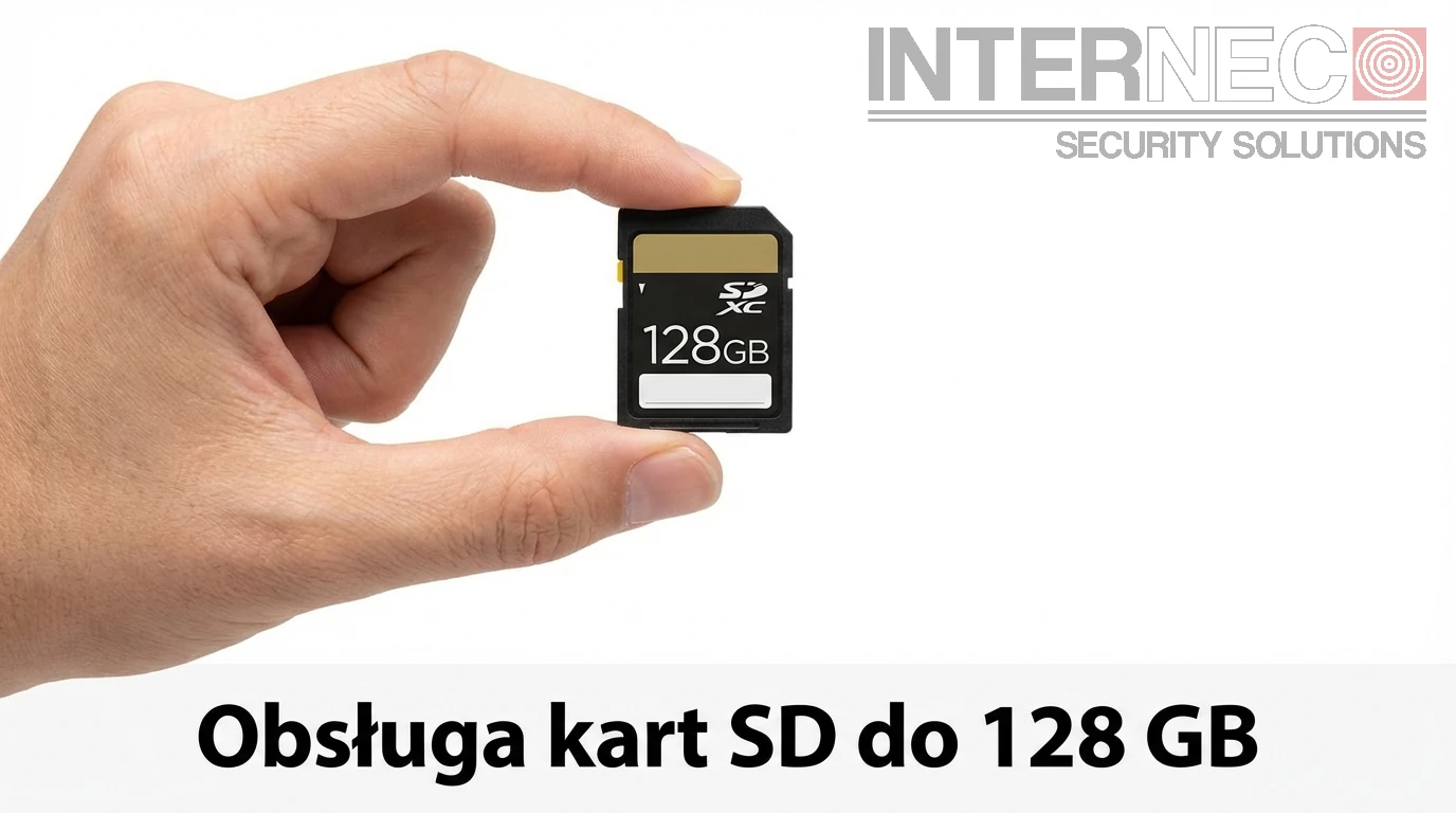 Kamera z obsługą karty microSD 128GB zapewniająca lokalny zapis nagrań