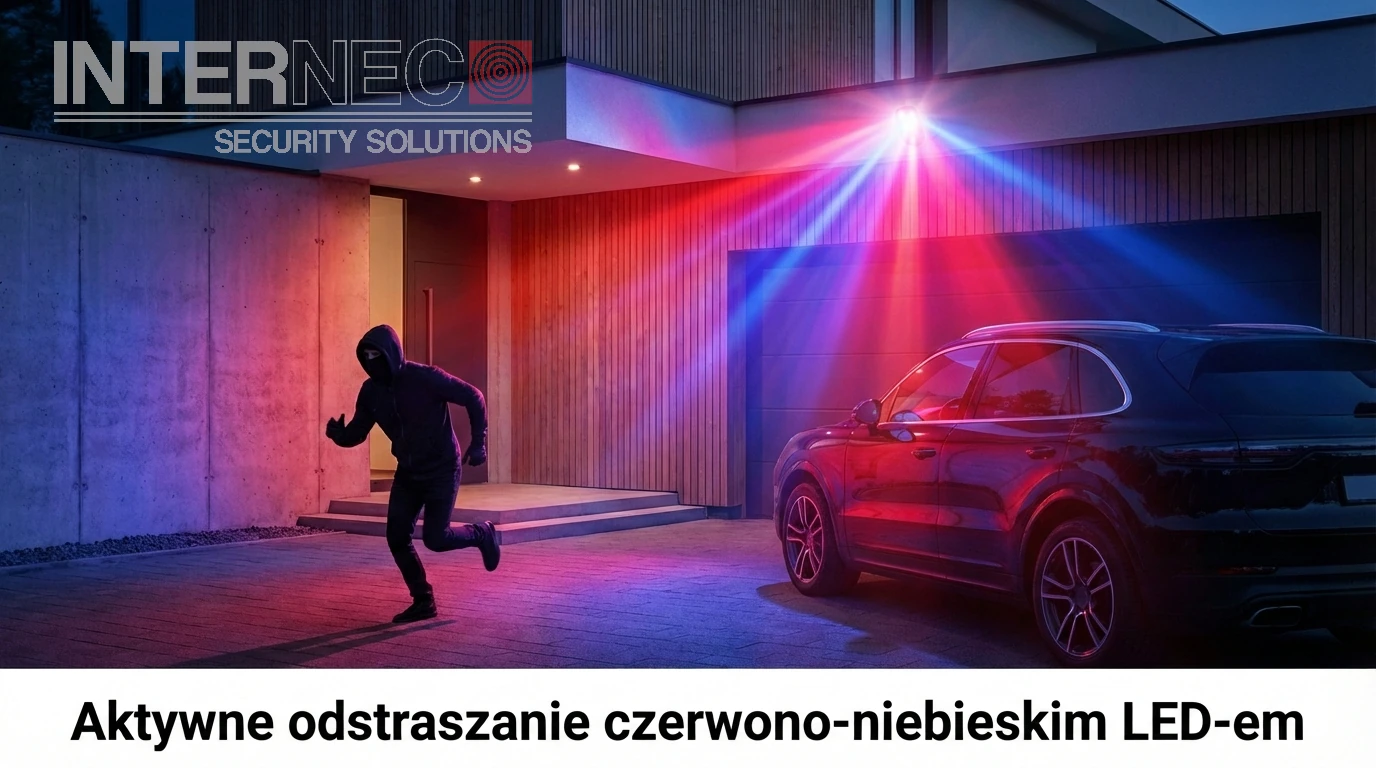 Kamera z aktywnym odstraszaniem stroboskopowym LED na podjeździe domu