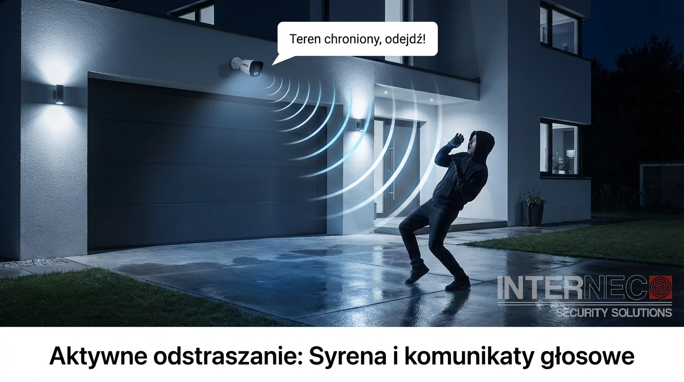 Kamera z aktywnym odstraszaniem dźwiękowym przepędza intruza z posesji