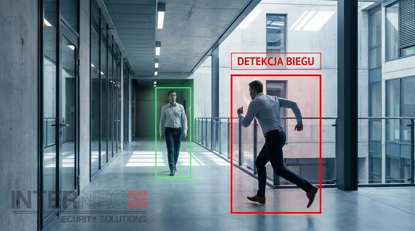 Wizualizacja działania funkcji inteligentnej detekcji biegania w systemie monitoringu