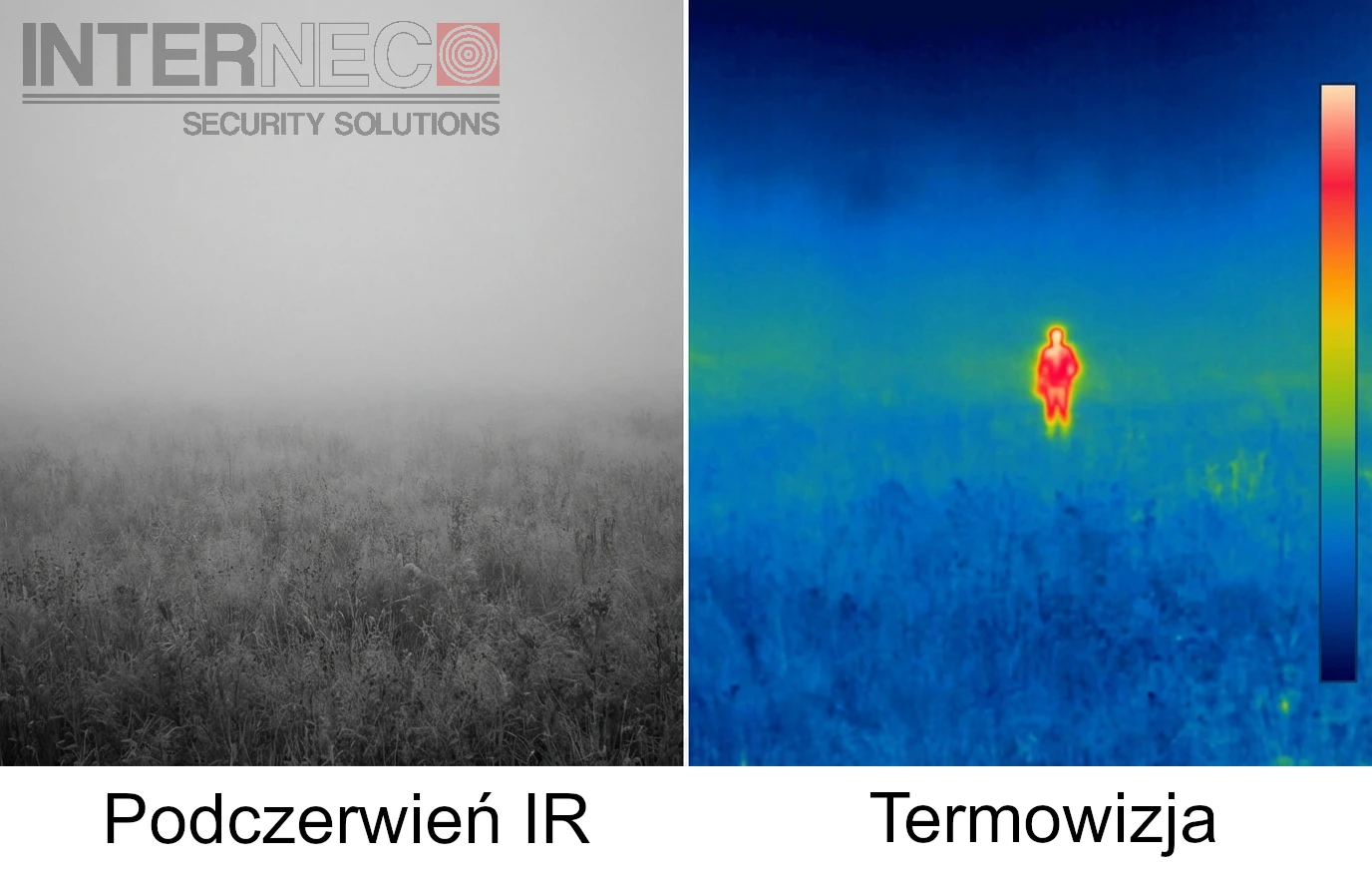 Porównanie obrazu klasycznego i termowizyjnego w trudnych warunkach pogodowych