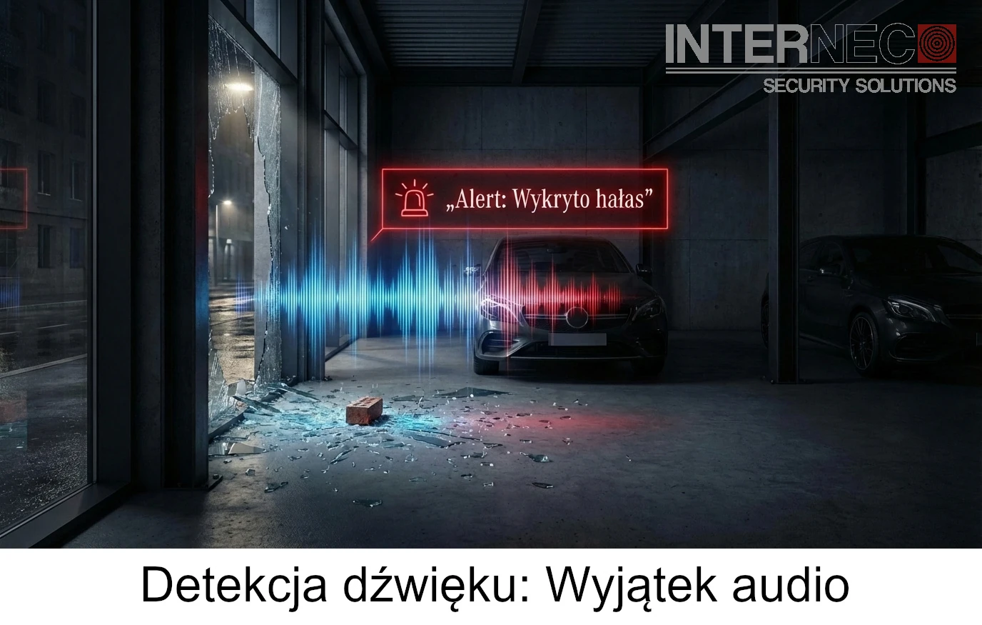 Wizualizacja funkcji detekcji wyjątku audio - reagowanie na hałas