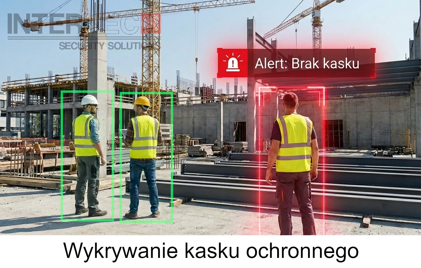 Automatyczne wykrywanie kasku ochronnego przez system AI na placu budowy